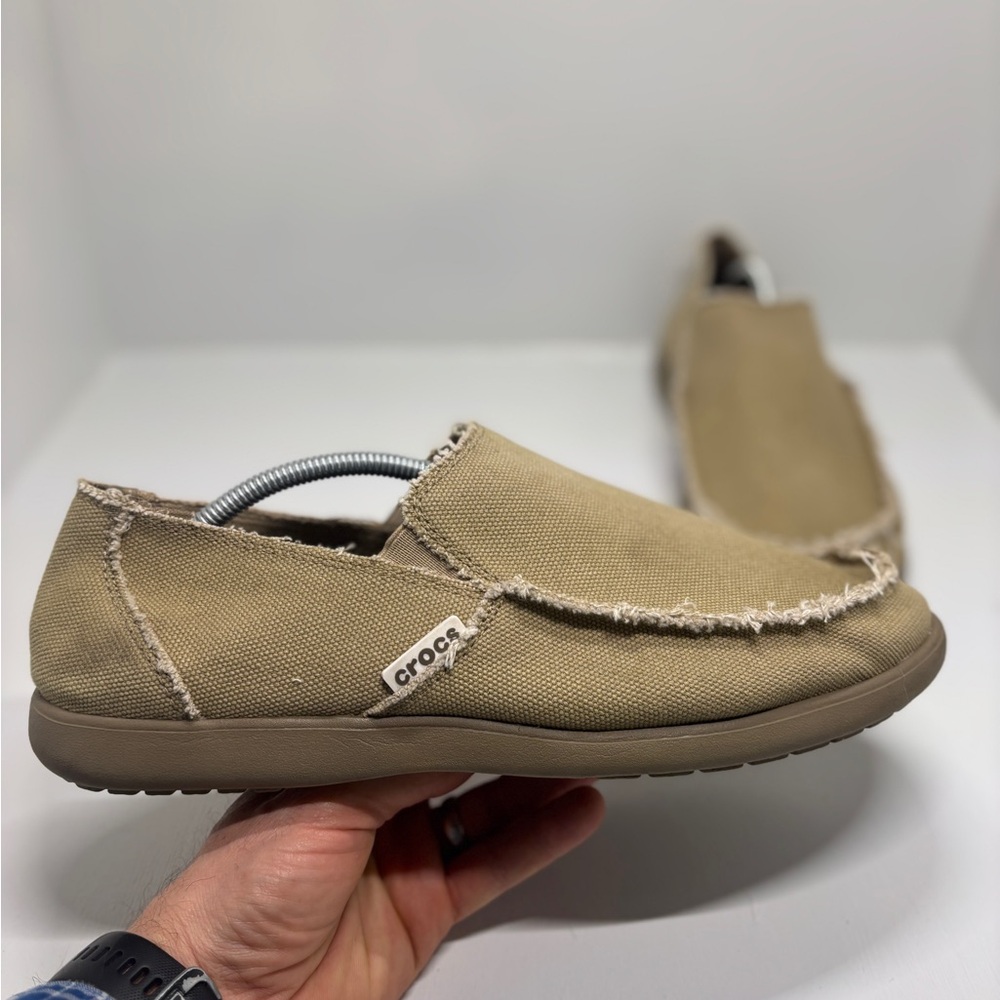 Crocs Santa Cruz Canvas Loafers Men’s 12 Tan Slip On Casual Comfort Shoes - Picture 12 of 15